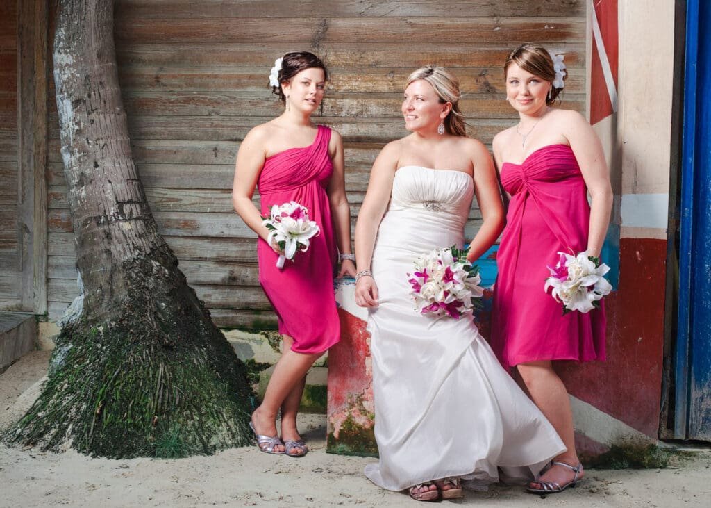 destination beach wedding bridal party